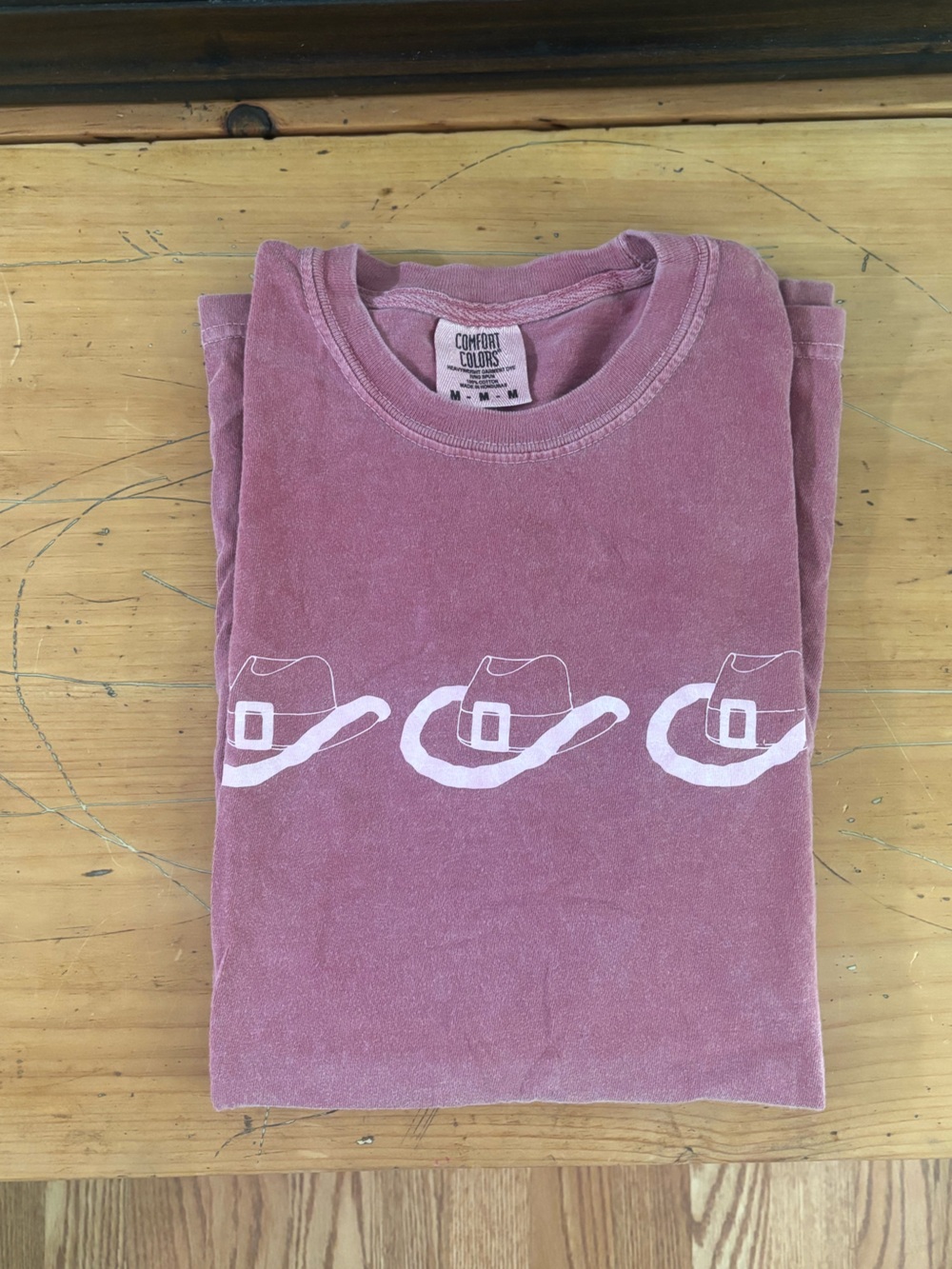 Comfort Colors Dusty Rose Graphic Tee with Santa Cowboy Hat